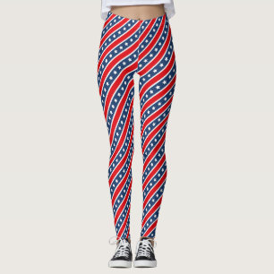 Legging Vermelho, Branco e Azul Patriótico EUA Estrelas e