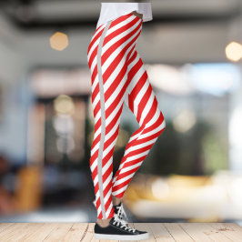 Legging Vermelho/Branco listrado com linha de cinza latera