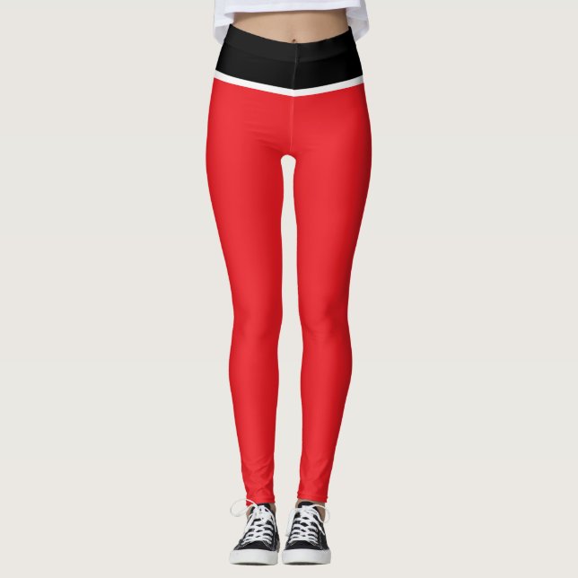 Legging Vermelho Brilhante Preto e Branco (Frente)