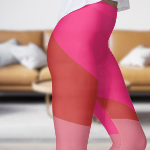 Legging Vermelho Chic com Ângulos Creme