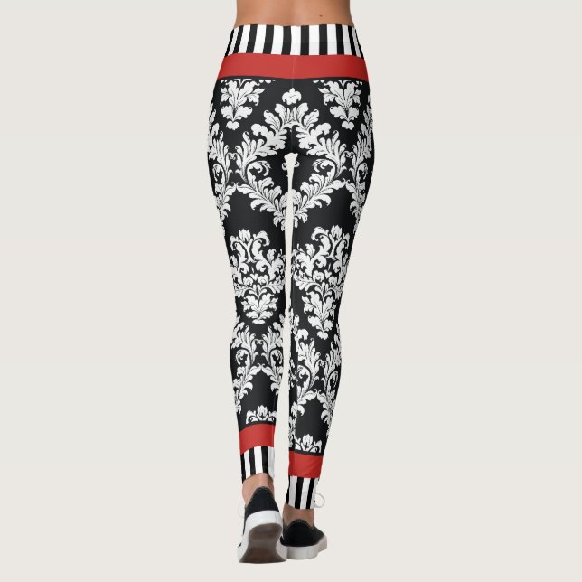 Legging Vermelho cor damasco preto e branco moderno (Verso)