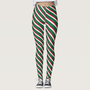 Legging Vermelho de Natal e listrado verde