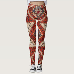 Legging Vermelho de tapete persa turco oriental
