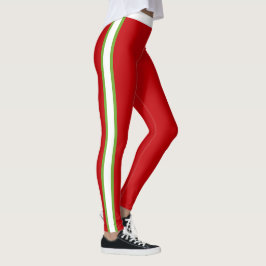 Legging Vermelho e Branco Festivo Cheio e Verde