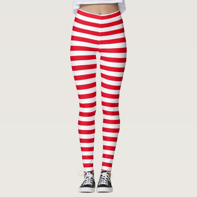 Legging Vermelho e Branco Mínimo Clássico Strike (Frente)