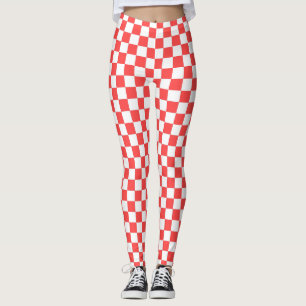 Legging Vermelho e Branco Verificado
