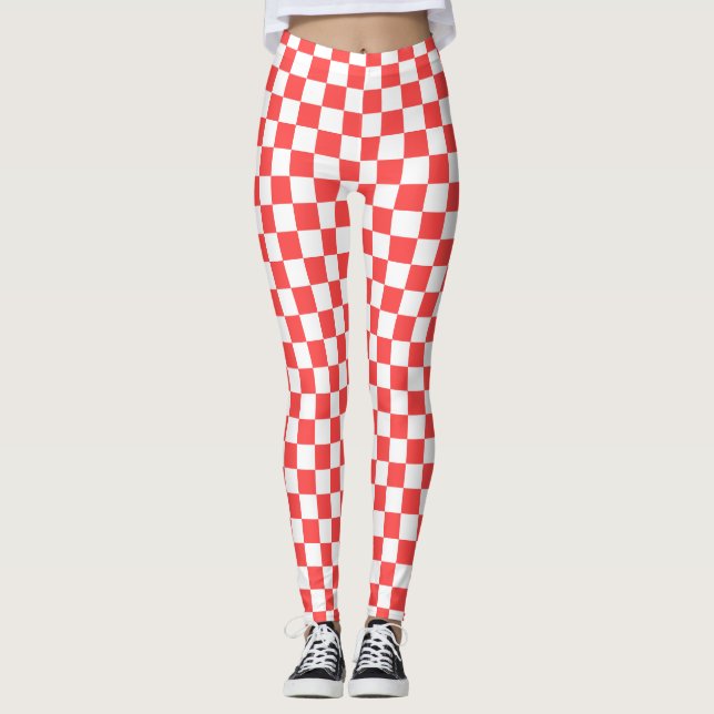 Legging Vermelho e Branco Verificado (Frente)