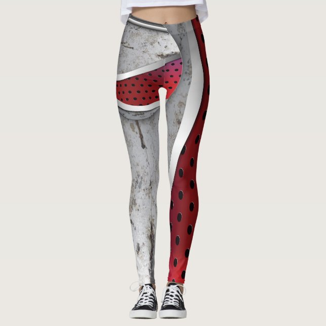 Legging Vermelho e cinzas texturizados em 3D (Frente)