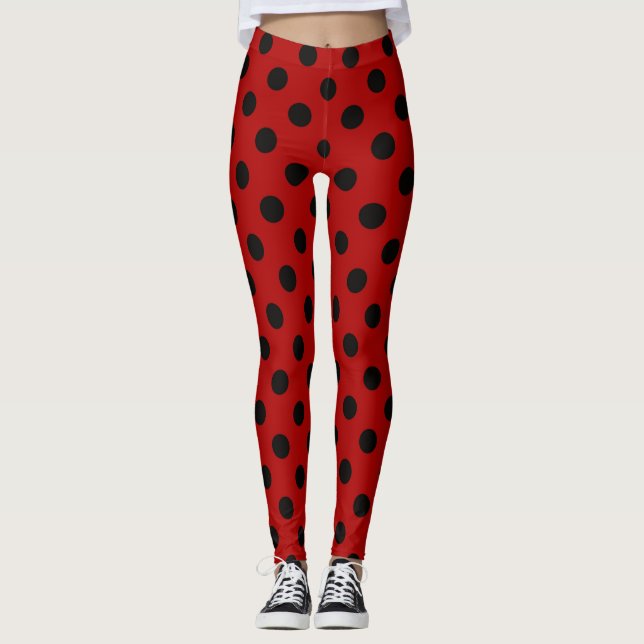 Legging Vermelho e Preto - Apontar um Design (Frente)
