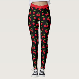 Legging Vermelho e Preto Cerejas Vermelho Padrão
