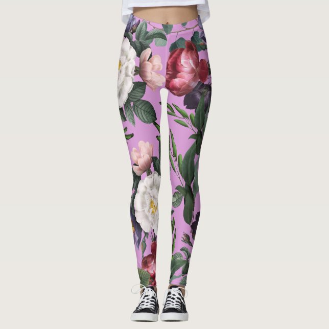 Legging Vermelho e rosa de verão roxo de luxo (Frente)