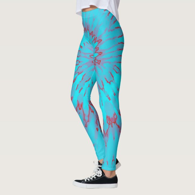 Legging Vermelho e Turquesa - Corante Espiral (Esquerda)