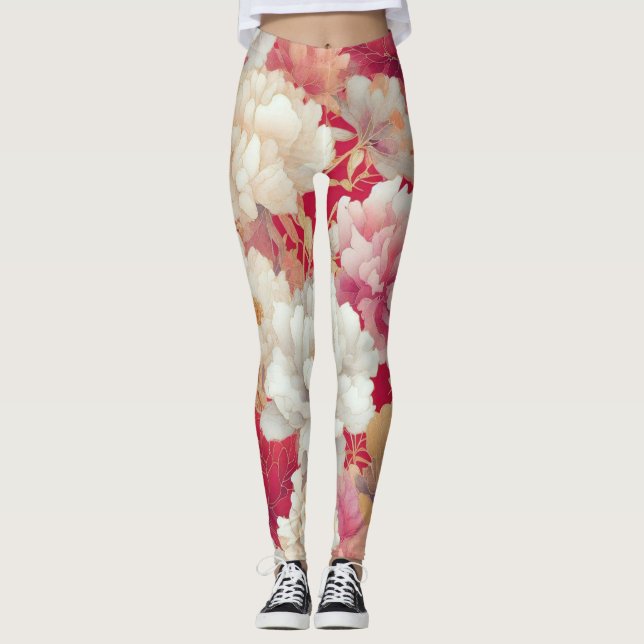 Legging Vermelho elegante floral (Frente)