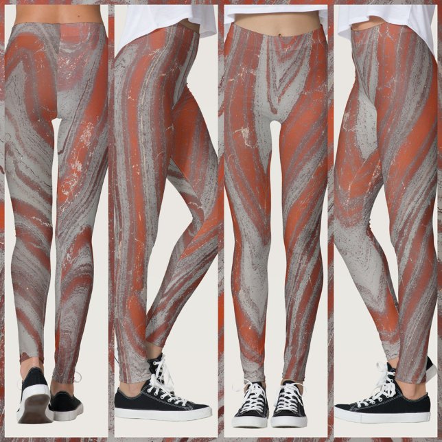 Legging Vermelho ferrugem e Abstrato de ondulação natural  (Criador carregado)