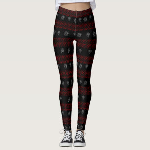 Legging Vermelho Floral e Preto Strike