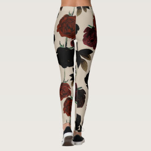 Legging Vermelho Floral Escuro Negrito e Botânico bege Neg