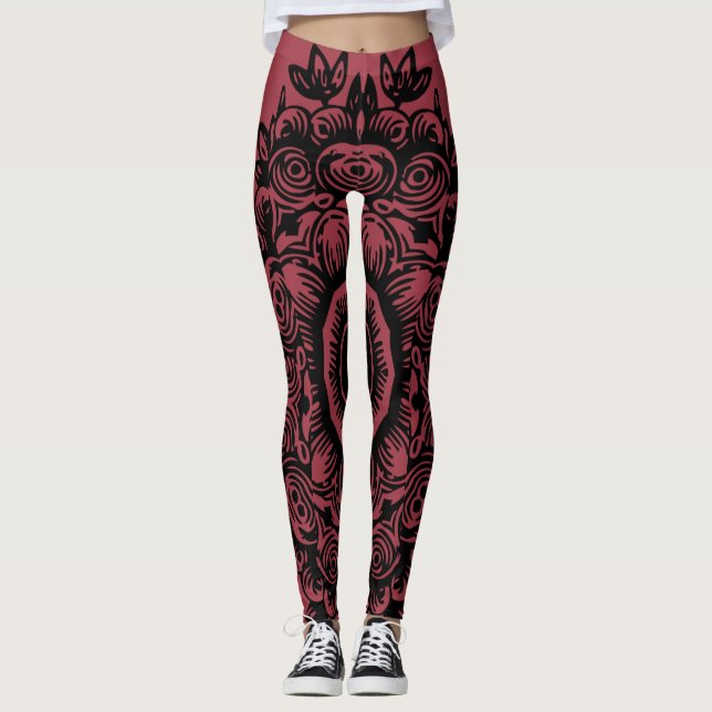 Legging Vermelho Jester com Cor damasco Negra (Frente)