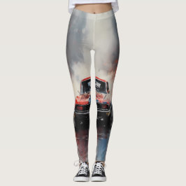 Legging Vermelho Muscular Carro na cabeça