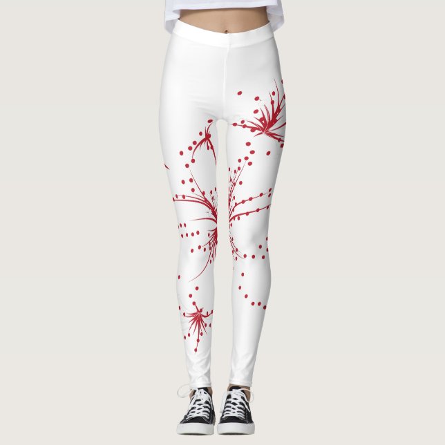 Legging Vermelho Orangular, Ciano e Ponto Magenta (Frente)
