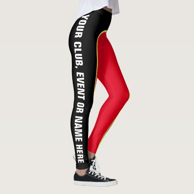 Legging Vermelho/preto/amarelo Caneleiras nomeadas (Direita)