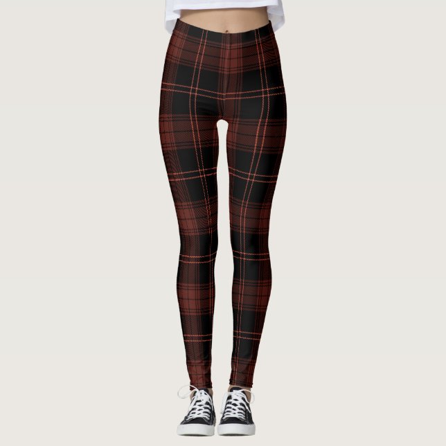 Legging Vermelho, Preto, Cherrywood, Red Damask Tartan (Frente)