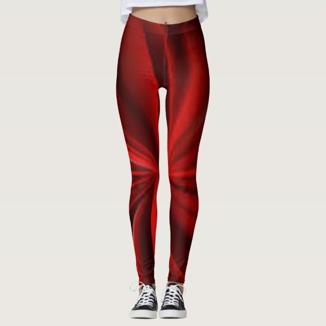 Legging Vermelho Preto Marrom Verde abstrato simples Cor l (Frente)