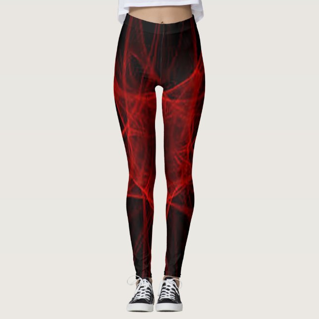 Legging Vermelho Preto Marrom Verde Fractal simples Cor le (Frente)