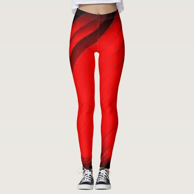 Legging Vermelho Preto Marrom Verde Fractal simples Cor le (Frente)