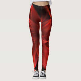 Legging Vermelho Preto Verde flores artísticas simples Cor