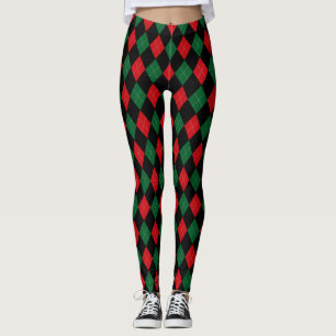 Legging Vermelho, verde e branco clássicos do ~ de Argyle