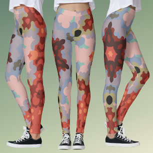 Legging Vermelhos Azul e Vermelho da Flor de Mandala
