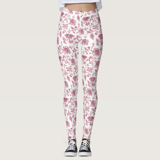 Legging Vermelhos florais e brancos (Frente)