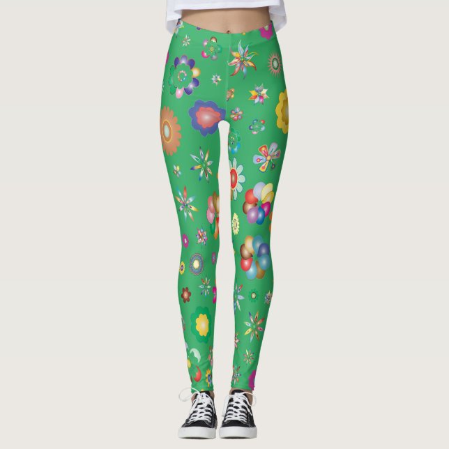 Legging vert Multi fleurs (Frente)