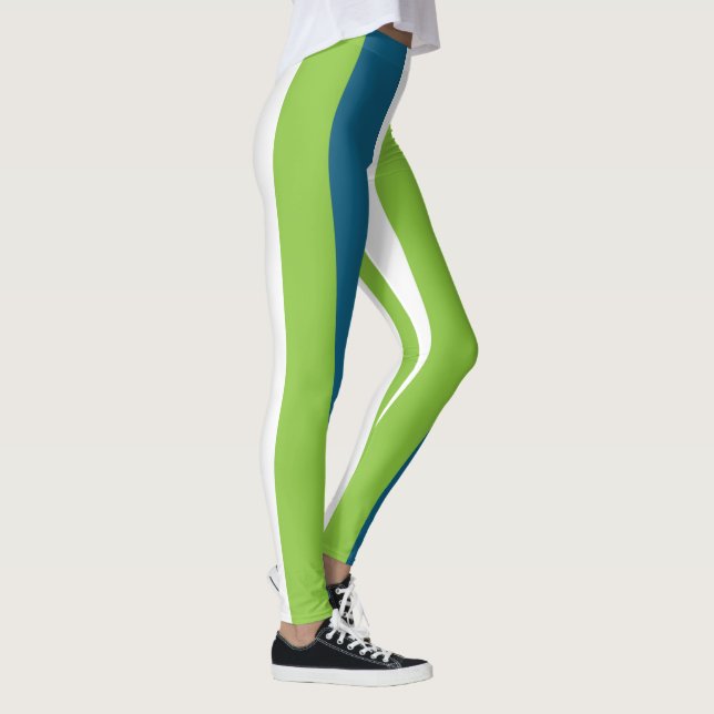 Legging Verticais Verticais Verdes Azuis (Direita)