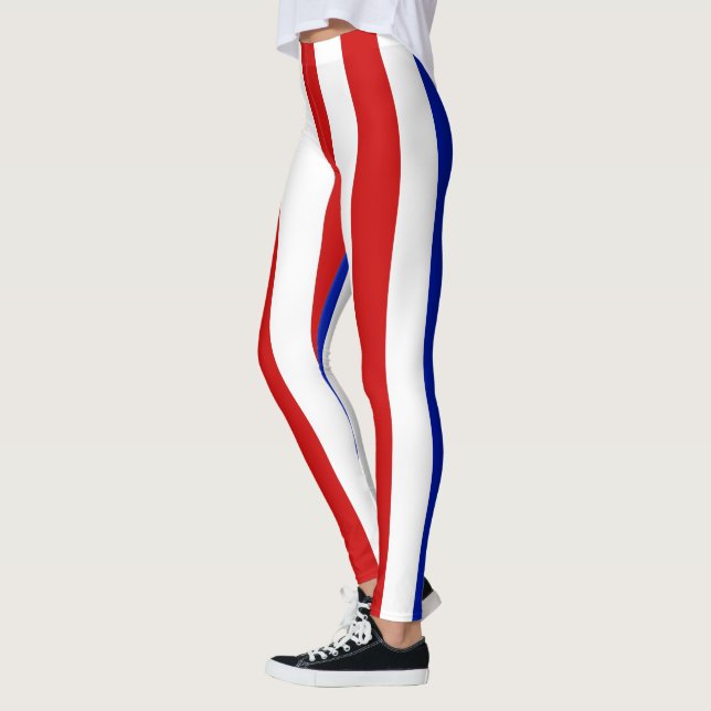 Legging Vertical Strike Designer ~ Vermelho ~ Branco ~ Azu (Esquerda)