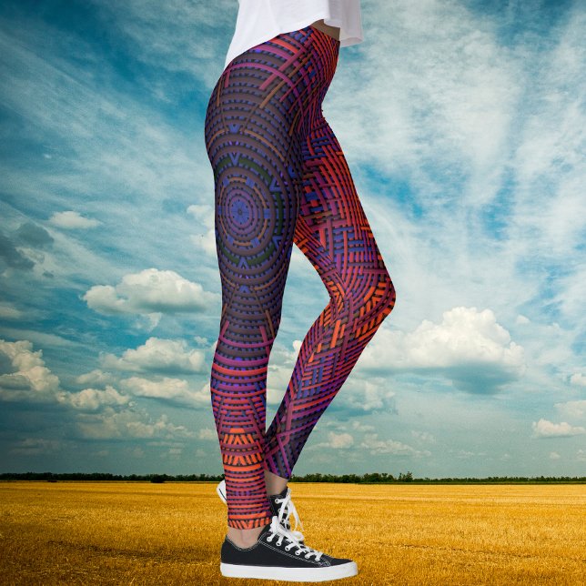Legging Véspera Mandala Vermelho Laranja e Roxo (Criador carregado)