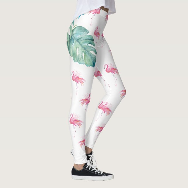 Legging Vestuário De Flamingo Rosa Tropical (Direita)