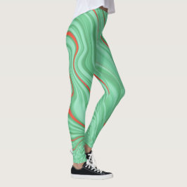 Legging Vestuário em curvas com tons verdes claros de ment