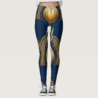 Legging vetor artístico abstrato ouro