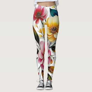 Legging vetor de arte amarelo-rosa pastel