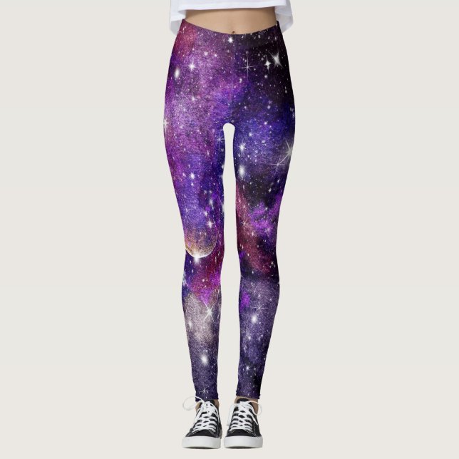 Legging Via Látea Violeta Com Planeta (Frente)