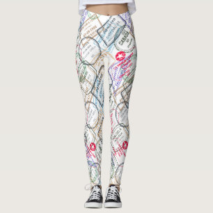 Legging Viagem de Carimbos do Passport