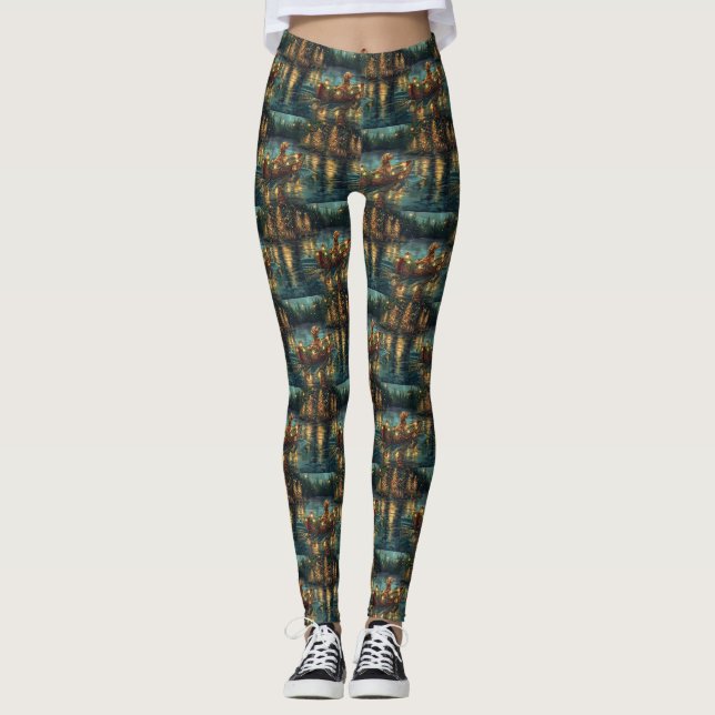 Legging Viagem Festiva de Natal do Afghan Hound (Frente)