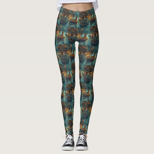 Legging Viagem Festiva de Natal do Dachshund (Frente)