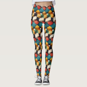 Legging Vibração 3D Onda Petal Geométrica em Cor Negrito