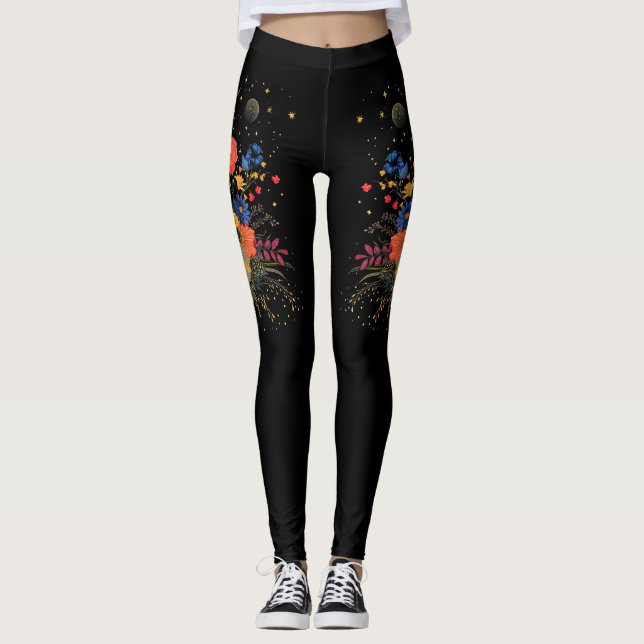Legging Vibrant Celestial Flower Pattern (Frente)