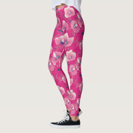 Legging Vibrant Floral Pattern in Pink, White & Royal B