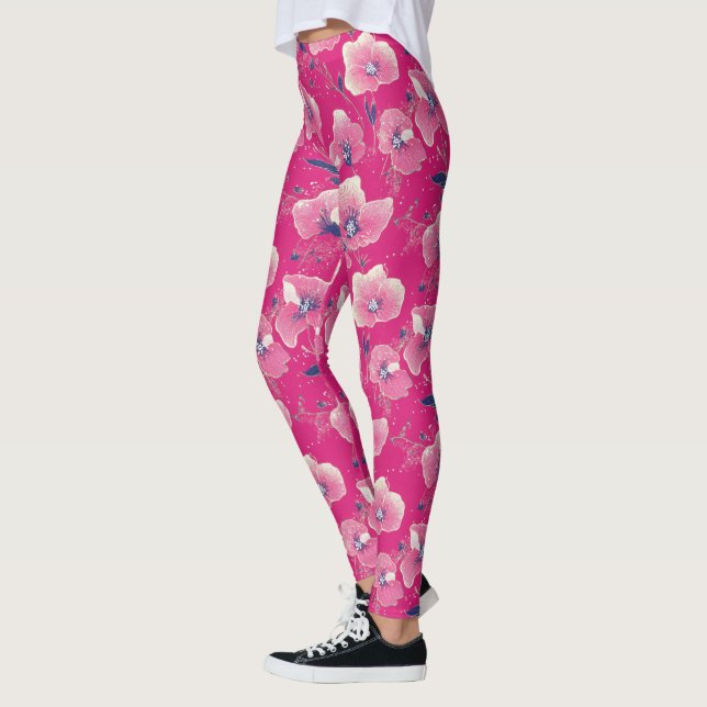 Legging Vibrant Floral Pattern in Pink, White & Royal B    (Esquerda)