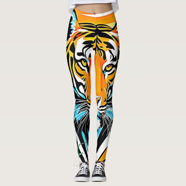 Legging Vibrant Jungle Tiger Art Design (Frente)