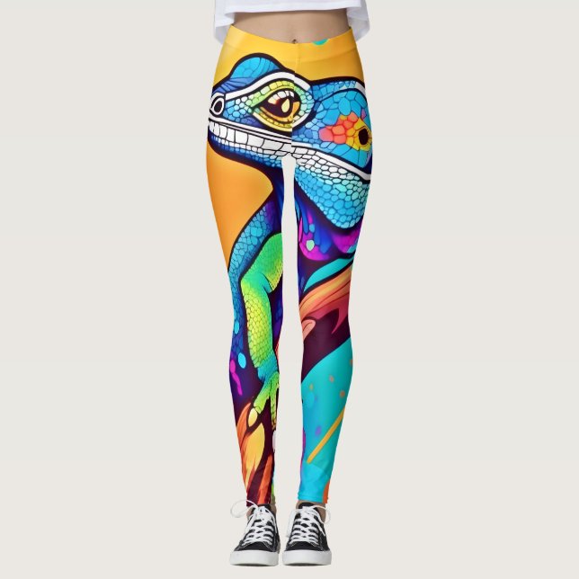 Legging Vibrant Lizard Trabalho de arte (Frente)